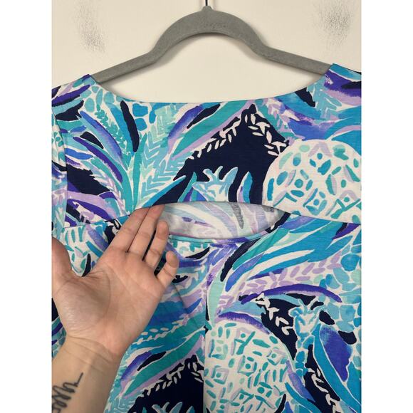 Lilly Pulitzer Hollee Dress Size medium Cutout Pineapple Print Blue Purple - Picture 6 of 7